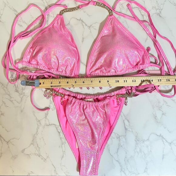 MODA MINX MAGIC IN MAKO WRAP TRIANGLE XL & RUCHED TIE SIDE BIKINI BOTTOMS L $79 - Picture 11 of 13